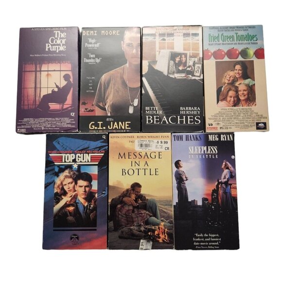 Vintage VHS Video Tape Cult Classic Movies Drama of 7 Top Gun Color Purple